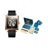 Розовый корпус, черный циферблат, розовые заклепки, модель 205-3