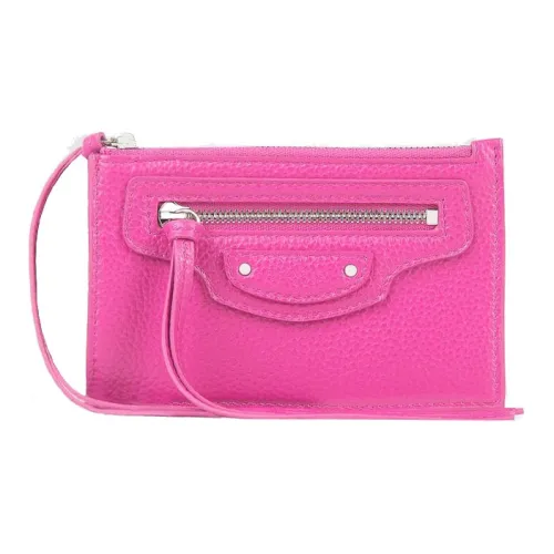 Balenciaga Neo Classic Коровья кожа Монетница Держатель для карт Женский Ярко-розовый