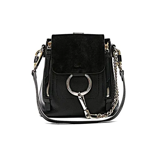 Chloe Chloé сумки Коровья кожа Рюкзак On The плечо Средний Женский Черный