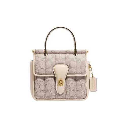 COACH Ткань Ручка Сумка Через плечо Сумка Сумка через плечо Маленькая Женская Молочно-чайная