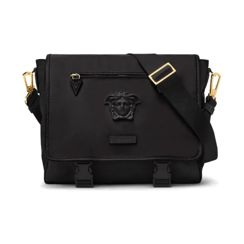 VERSACE La Medusa Коровья кожа Курьерская сумка Сумка через плечо Мужская Черная