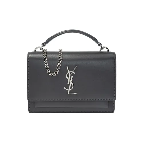 SAINT LAURENT Sunset Корова Кожа Сумка через плечо Женская Черная