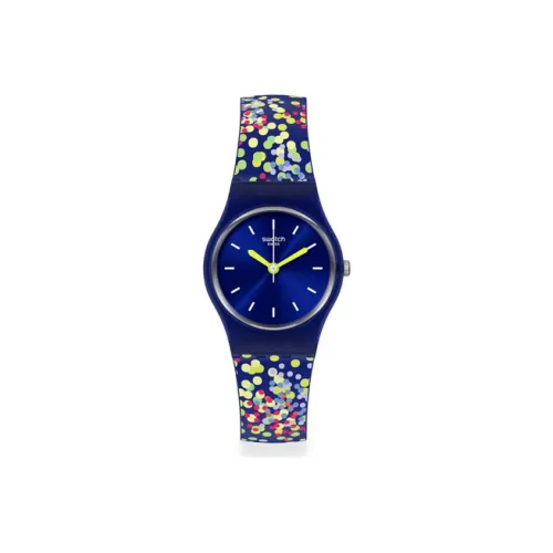 Swatch Quartz Механизм Женские часы 25 мм Синий циферблат Пластиковый корпус Часы Силиконовый ремешок