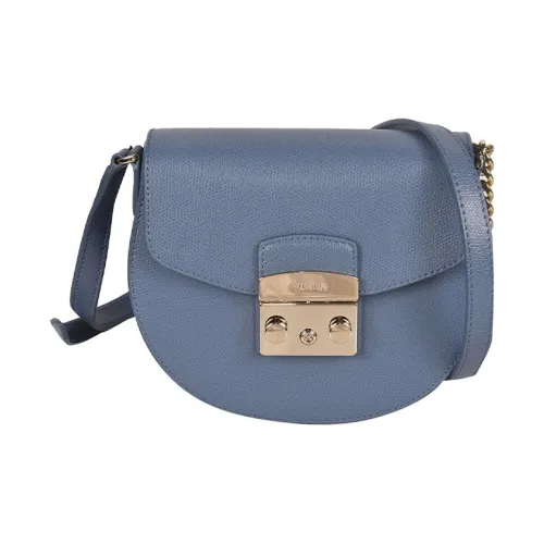 Furla Metropolis Collection Телячья кожа Сумка через плечо Мини Женская Синяя
