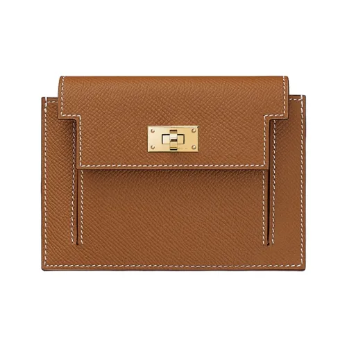 HERMES Kelly Pocket Коровья кожа Монетница Унисекс 37 Золотисто-коричневый