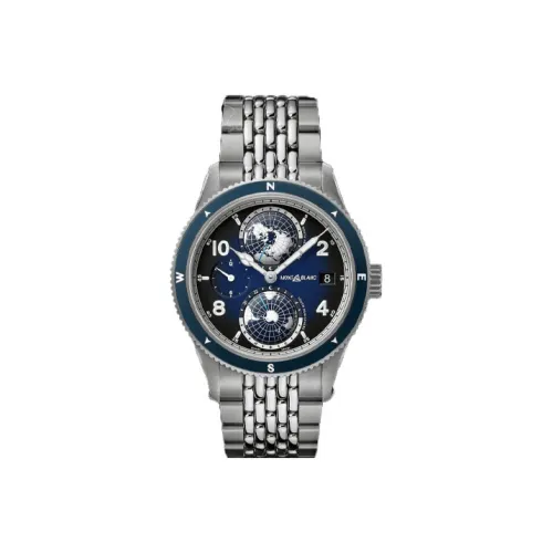 MONTBLANC Автоматический Механический Часы Мужские 42 мм Синий Циферблат Титан Корпус Часы Титан Ремешок