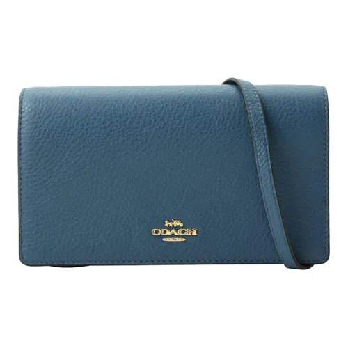 COACH Foldover Кожа Сумка через плечо Маленькая Женская Павлин Синий