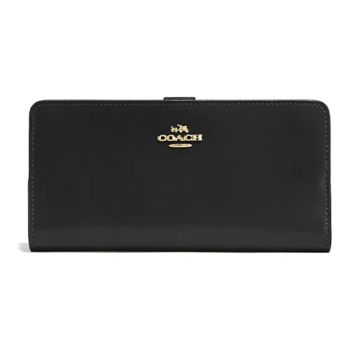 COACH Skinny Wallet Коровья кожа Кошелек Женские Светло-золотой Черный