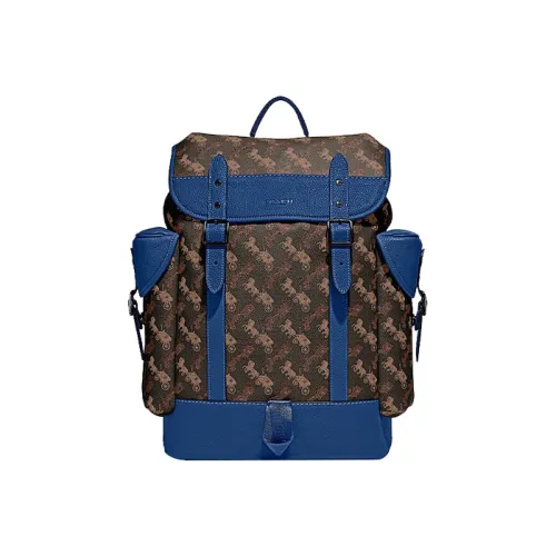 COACH Hitch Рюкзак из искусственной кожи большой мужской темно-коричневый и синий