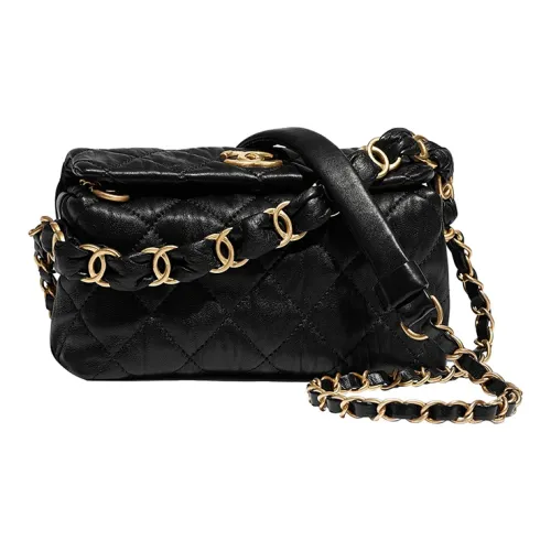 CHANEL Gabrielle Wrinkle Овечья шкура Рюкзак Сумка на одно плечо Сумка через плечо Маленькая женская черная