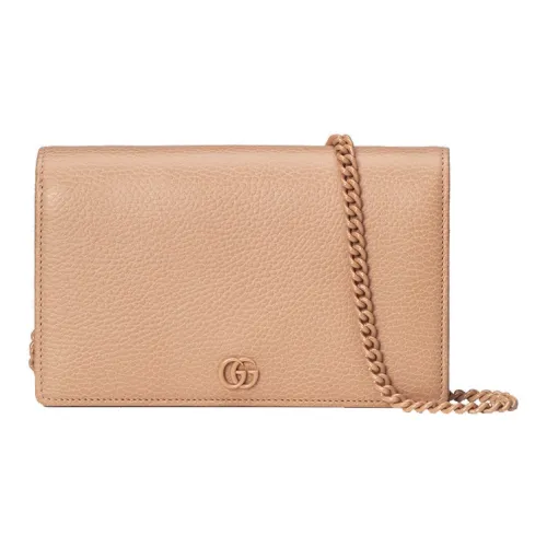 GUCCI GG Marmont Кожа Кошелек Сумка через плечо Женская Розовый Бежевый Молочно-чайный