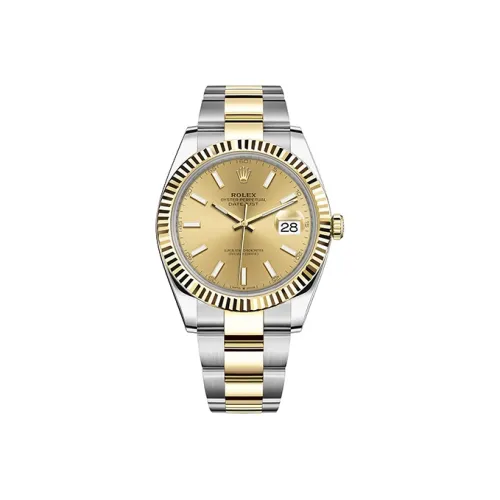 ROLEX Log Series Автоматический Механический Часы Мужские 41 мм Золотой Циферблат Оболочка из Оистерстел Ремешок из Оистерстел