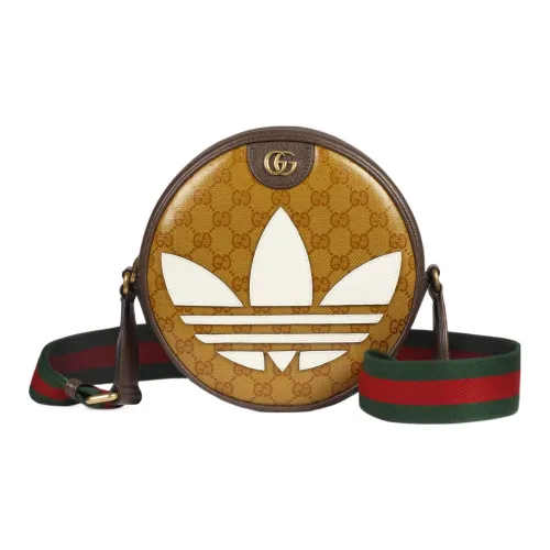 GUCCI Adidas Ophidia Коллаборация Холст и Кожа Сумка Маленькая Круглая Сумка Сумка через плечо Маленькая