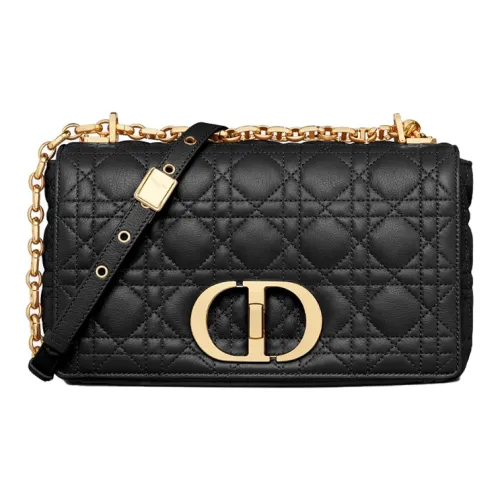 DIOR Caro Мягкая кожа коровы сумка с цепочкой сумка через плечо средний размер женский черный