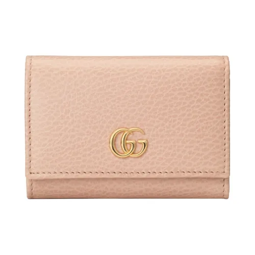 GUCCI GG Marmont Кожаный Тройной Складной Кошелек Женский Розовый