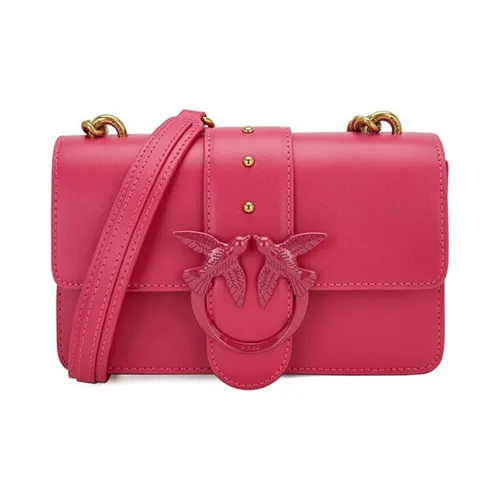 PINKO Корова Кожа Цепь Сумка Swallow Сумка Сумка через плечо Сумка на плечо Женская Темно-розовая Красная