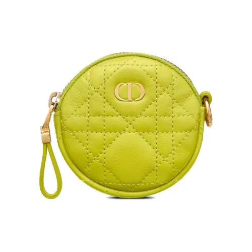 DIOR Коровья кожа плетеный узор кошелек для монет клатч женский зеленый желтый