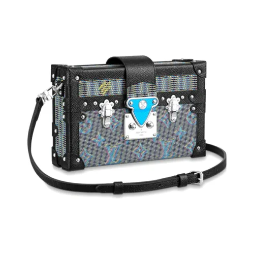 LOUIS VUITTON PETITE MALLE Телячья кожа Сумка Твердая Коробка Сумка через плечо Сумка на плечо Женская Синий Черный Неон