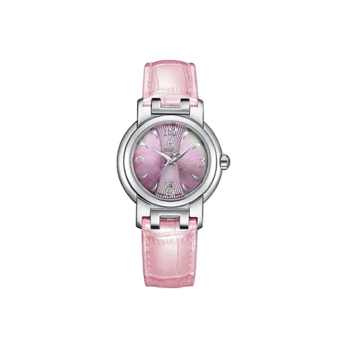 ERNEST BOREL Legend Кварцевый механизм Женские часы 31 мм Розовый циферблат Корпус из нержавеющей стали Ремешок из коровьей кожи