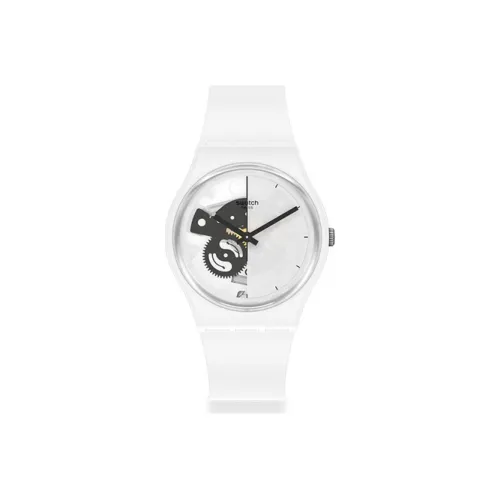 Swatch Quartz Механизм Унисекс Часы 34 мм Белый Циферблат Биокерамика Чехол Часов Bio Based Материал Ремешок