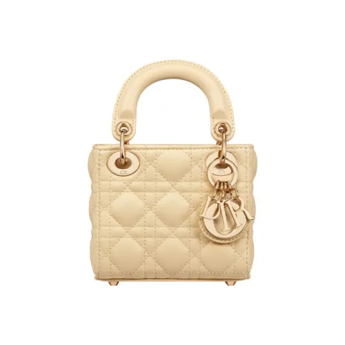 DIOR Lady Dior Sheepskin Сумка Lady Dior Сумка через плечо Сумка Extra Mini Женская Светло-желтая