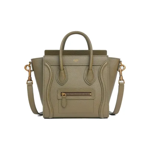 CELINE Drum Luggage Телячья кожа Поверхность Сумка Мини Женская Хаки Зеленый