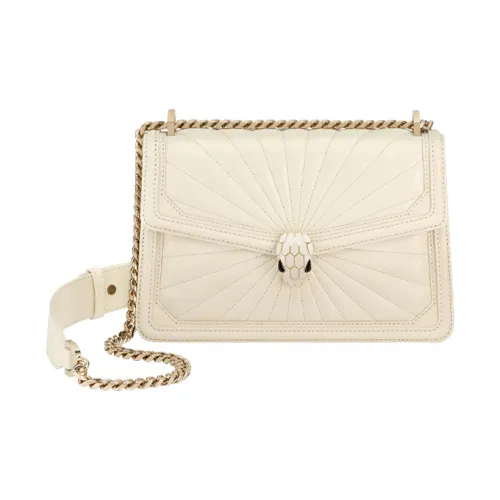 BVLGARI Лоскутное шитье Овечья шкура Сумка на плечо Женская Сливочно-белый Яичный белый Каменный цвет