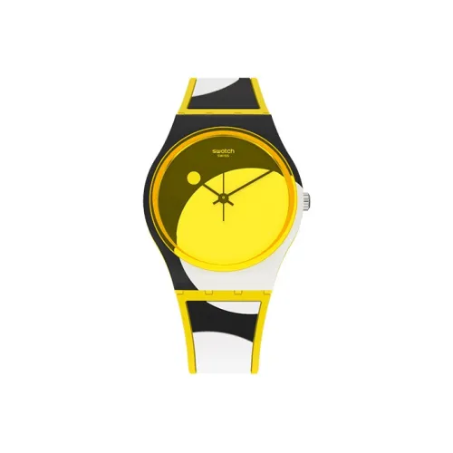 SWATCH ORIGINALS Collection Кварцевый механизм Унисекс Часы 34 мм Желтый Циферблат Часы Пластиковый Корпус Часы Силиконовый Ремешок
