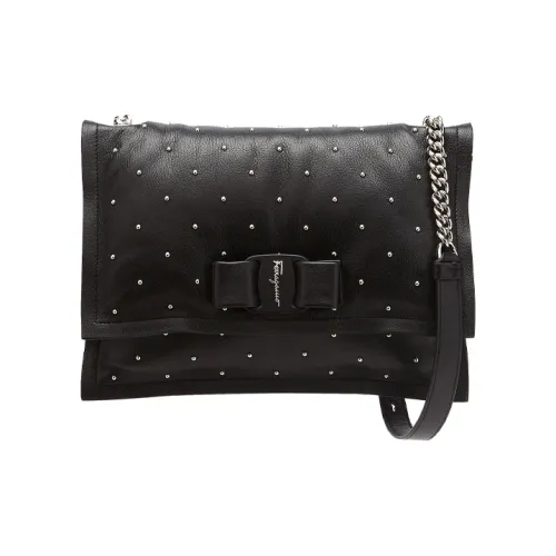 FERRAGAMO Viva Итальянская Коровья Кожа Подушка Сумка Сумка через плечо Маленькая Женская Черная