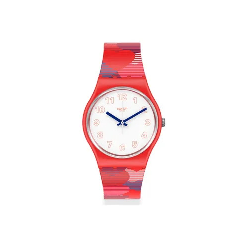 Swatch Quartz Механизм Унисекс Часы 39,2 мм Белый Циферблат Пластиковый Корпус Часы Силиконовый Ремешок