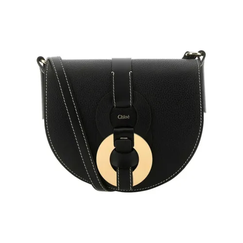 Chloe Smooth Calfskin Saddle Bag Crossbody Bag Shoulder Bag Small Women's Black