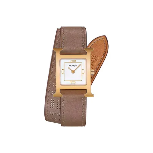 HERMES Heure H Наручные часы Кварцевый механизм Натуральная кожа Ремешок Белый циферблат Женские часы W049198WW00