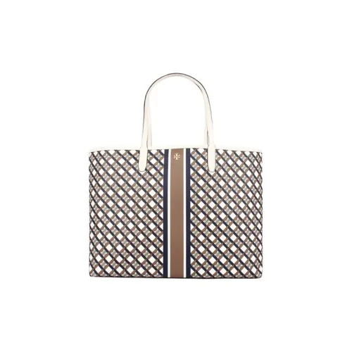 TORY BURCH Perry Покрытый холст Тоут Сумка Сумка для покупок Сумка на плечо Сумка Обычная Женская Коричневая Многоцветная