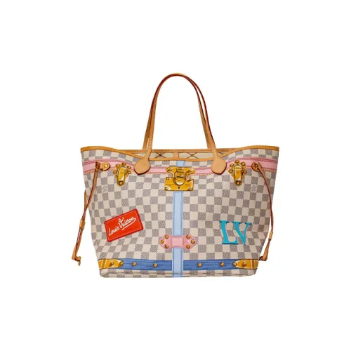 LOUIS VUITTON NEVERFULL Иллюстрация Принт Сумка-тоут Комбинированная Сумка через плечо Сумка Женская Бежевая Коричневая