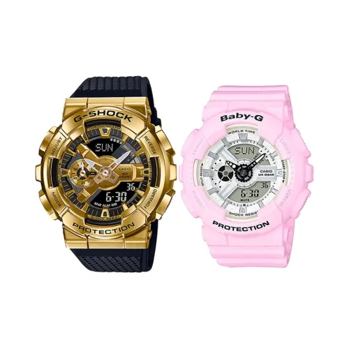 CASIO Collection Парные часы Коллекция GM BA Кварцевый механизм Часы Унисекс Черный циферблат GM 110G 1A9+BA 110BE 4AER