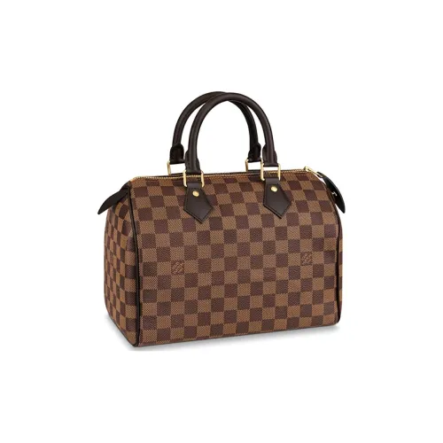 LOUIS VUITTON Speedy Покрытый холст с кожаными вставками сумка-подушка сумка 25 женская коричневый