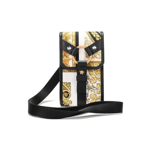 VERSACE Barocco Кожа Сумка через плечо Чехол для мобильного телефона Сумка Обычная Мужская Черная