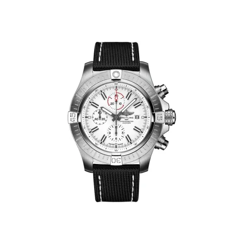 Breitling Avenger Автоматический Механический Механизм Унисекс Часы 48 мм Белый Циферблат Корпус из Нержавеющей Стали Ремешок из Натуральной Кожи