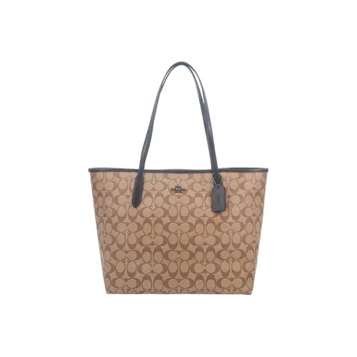 COACH Городская сумка из ПВХ сумка-тоут сумка для покупок сумка через плечо большая женская темный хаки и черный