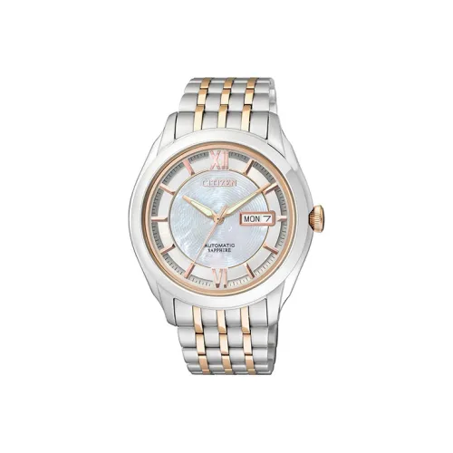 CITIZEN Автоматический Механический Механизм Нержавеющая Сталь Ремешок Часы Мужские Серебристый Циферблат