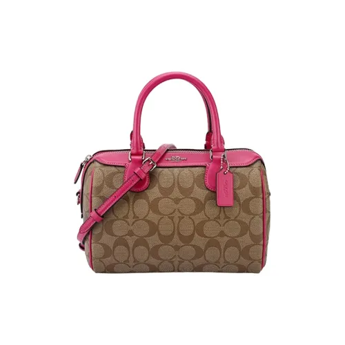 COACH Bennett ПВХ Бостон Сумка Сумка Сумка через плечо Сумка через плечо Маленькая Женская Хаки Розовый Красный