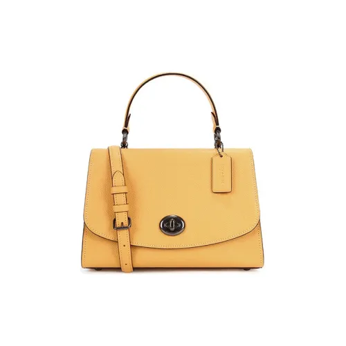 COACH Tilly Однотонная кожаная сумка через плечо сумка среднего размера женская желтая