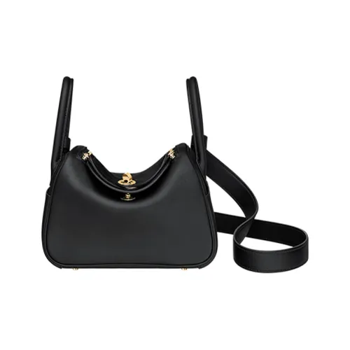 HERMES Lindy Swift Телячья кожа Сумка Сумка через плечо Сумка через плечо Мини Женская Черная
