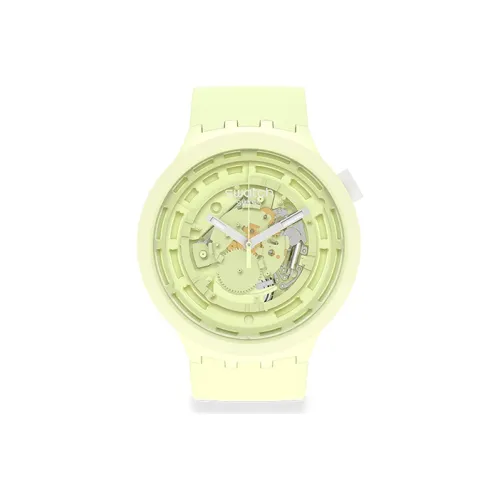 Swatch Quartz Механизм Унисекс Часы 47 мм Желтый Циферблат Часы Биокерамика Корпус Часов Bio Based Материал Ремешок