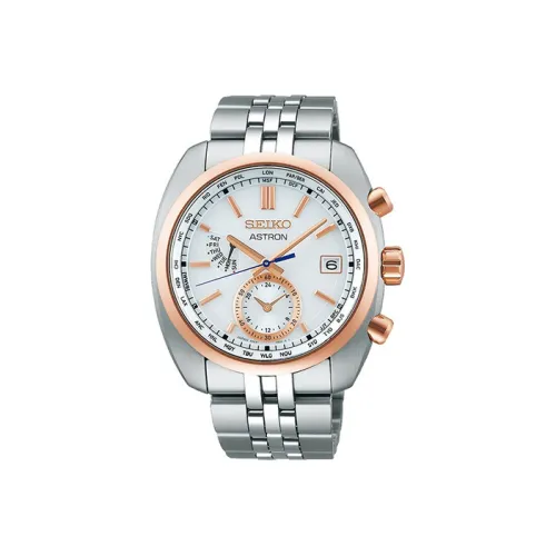 SEIKO Solar Кварцевый Механизм Титан Ремешок Часы 41,3мм Мужские Часы Белый Циферблат SBXY020