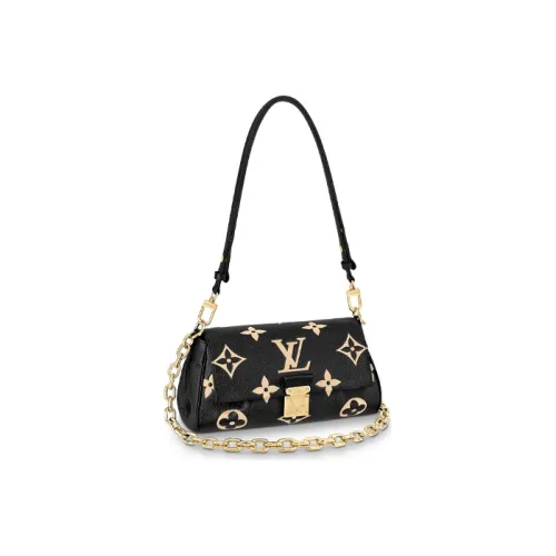 LOUIS VUITTON Favorite Мягкая Сумка из крупнозернистой текстури коровьей кожи Сумка через плечо Женская Черная и Экрю