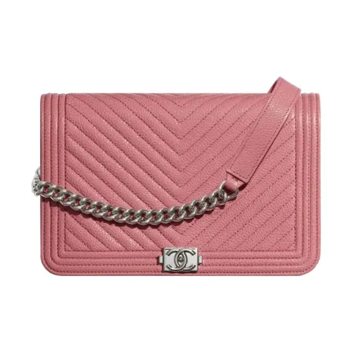 CHANEL Sheepskin And Gold-Plated Metal Belt Chain Wallet Shoulder Bag Women's Light Pink