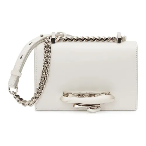 Alexander McQueen JEWELLED SATCHEL Телячья кожа Замша Сумка через плечо Женская Слоновая кость