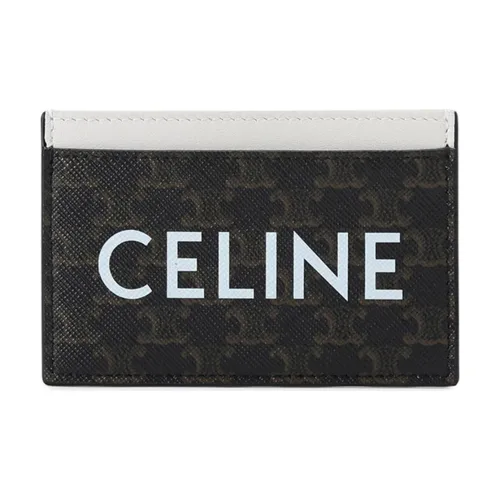 Celine Triomphe Покрытый холст Картхолдер Картхолдер Женские Угольно-черный Костяной белый Рыжевато-коричневый
