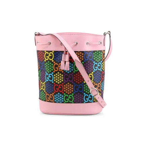 GUCCI Canvas Сумка-ведро с кожаными вставками сумка через плечо женская розовый многоцветный конфетный